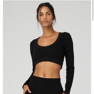 Seamless ribbed cropped serene long sleeve XS
